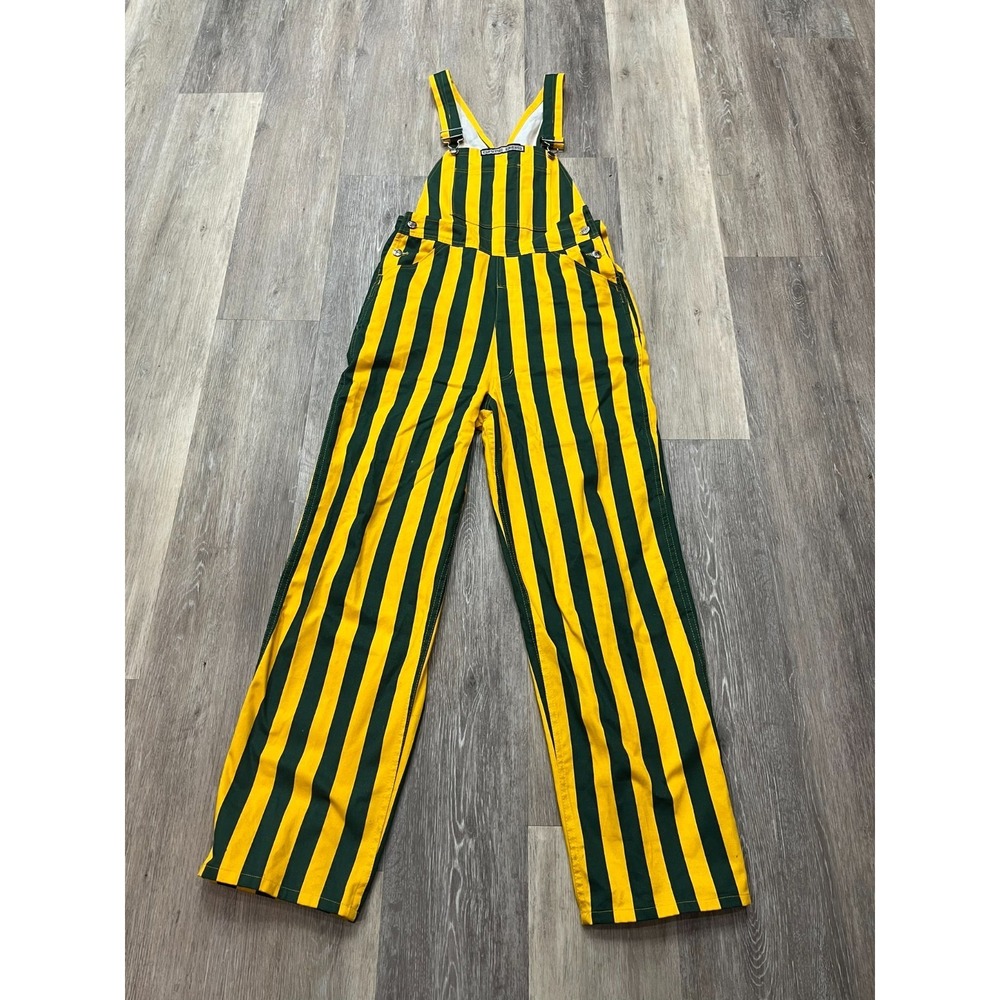 Green Bay Packers Game Bibs Green and Yellow NFL Overalls Lambeau Size S